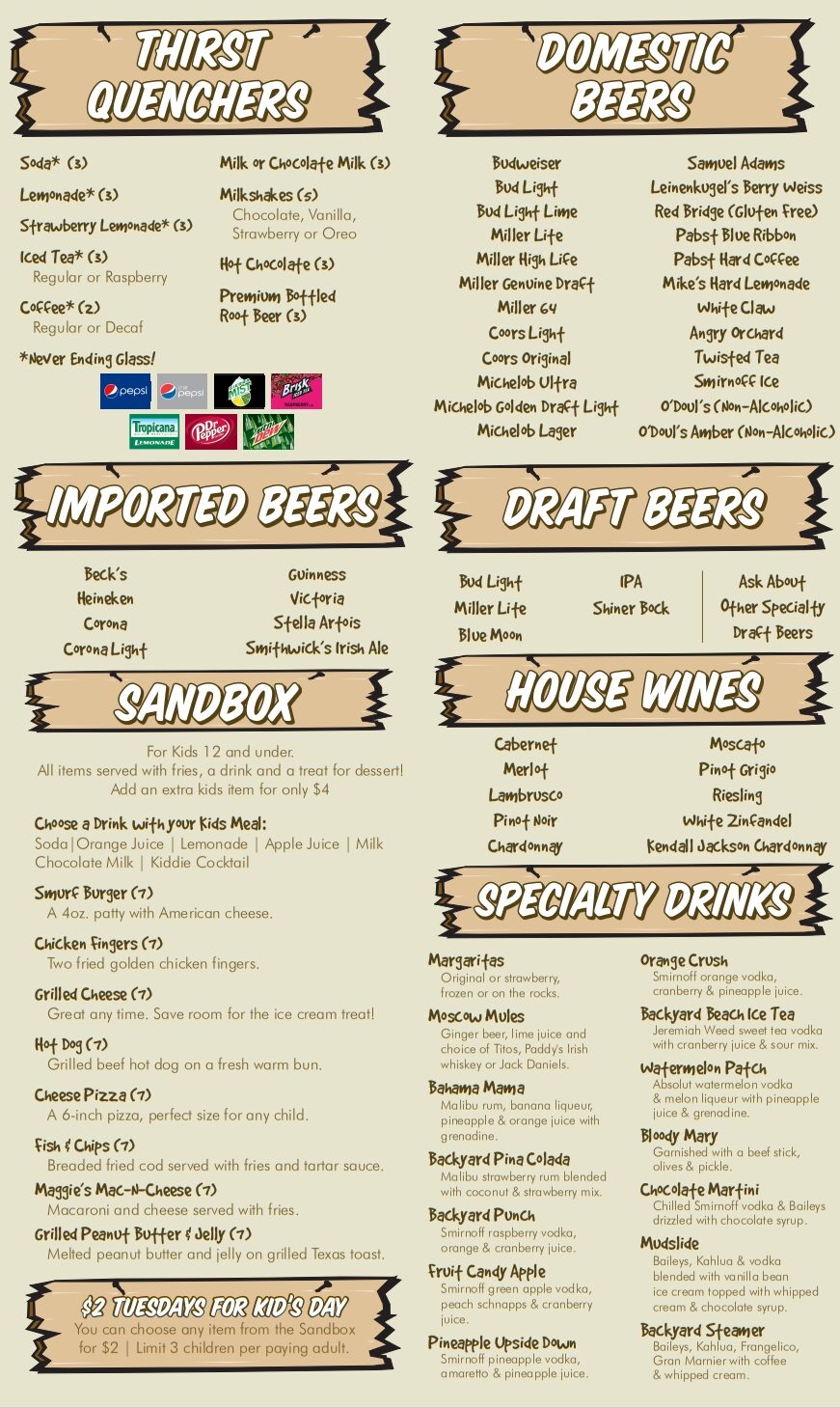 Backyard Grill and Bar Menu Backyard Grill and Bar